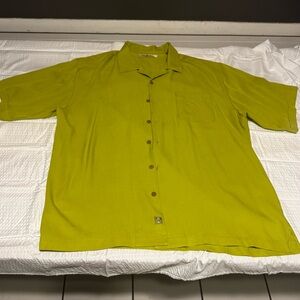 Tommy Bahama Men's Short-Sleeve Button-Down 100% Silk Shirt in Chartreuse Green